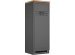 Kühlumbauschrank KOCHSTATION "KS-Lana", grau (matt grau, wotaneiche), B:60cm H:166cm T:60cm, Holzwerkstoff, MDF, Schränke, Kühlumbauschrank, Breite 60 cm