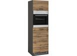 Backofenumbauschrank KOCHSTATION "KS-Trier", grau (wotaneiche, grafit), B:60cm H:200cm T:60cm, Holzwerkstoff, MDF, Schränke, Backofenumbauschrank, Breite 60 cm