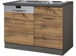 Spülenschrank KOCHSTATION "KS-Trier", grau (wotaneiche, grafit), B:110cm H:85cm T:60cm, Holzwerkstoff, MDF, Schränke, Spülenschrank, Breite 110 cm, inkl. Möbelfront für Geschirrspüler