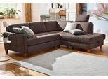 Ecksofa HOME AFFAIRE "Earl L-Form", braun, B:233cm H:80cm T:196cm, Luxus-Microfaser in Lederoptik (100% Polyester);Struktur fein (100% Polyester);Luxus-Microfaser ALTARA NUBUCK (100% Polyester), Sofas, Ecksofa, wahlweise auch mit Bettfunktion oder Bettfunktion mit Bettkasten