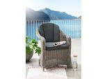 Gartensessel DESTINY "MALAGA", grau (vintage grau), B:62cm H:85cm T:70cm, Obermaterial: 100% Polyester. Füllung: 100% Polyurethan, Sessel, Gartensessel, Aluminium, Polyrattan, inkl. Auflagen