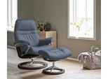 Fußhocker STRESSLESS "Sunrise", blau (sparrow blau paloma), B:57cm H:42cm T:40cm, Leder BATICK: BATICK ist ein leicht korrigiertes, durchgefärbtes und genarbtes Möbelleder, bei dem die meisten Unebenheiten und Spuren in der Regel entfernt wurden.;Leder PALOMA: PALOMA ist ein durchgefärbtes Semianilin-Möbelleder mit natürlicher Narbung.;ROHLEDER Stoff Q2 FARON: Ein fester zuverlässiger Bouclé mit e