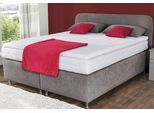 Boxspringbett, grau, B:190cm L:212cm, Bezug Kaltschaum-Topper: mit Klimafaser versteppt, 100% Polyester;Bezug untere Box und Kopfteil: wahlweise hochwertiger Microvelour (100% Polyester), feiner Strukturstoff (100% Polyester) oder Kunstleder;Bezug Obermatratze: 100% Polyester, Bezug abnehm- und waschbar bis 60C, WESTFALIA SCHLAFKOMFORT, Komplettbetten, Boxspringbett, inkl. Kaltschaum-Topper