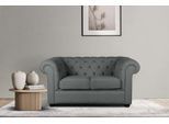 2-Sitzer HOME AFFAIRE "CHARENTE, Chesterfield-Sofa, Wellenfederung, Maße: B/T/H: 147/89/74 cm", grau (anthrazit), B:147cm H:74cm T:89cm, 100% Polyester, Sofas, 2-Sitzer, mit edler Knopfheftung und typischen Armlehnen