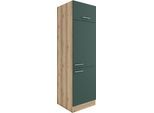 Kühlumbauschrank OPTIFIT "Bella", grün (steingrün, wildeiche, wildeiche), B:60cm H:206,8cm T:60cm, Holzwerkstoff, Schränke, Kühlumbauschrank, Breite 60 cm, Nischenmaße B/T/H 56,7/55,5/88 cm