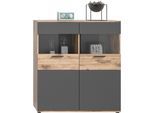 Vitrine HOME AFFAIRE "Riga", braun (nox oak nb, basalt grau nb), B:110cm H:122cm T:37cm, FSC-zertifizierter Holzwerkstoff, Schränke, Vitrine, Höhe 122 cm