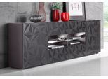 Sideboard HOME AFFAIRE "Prisma Breite 241, Kommode 2 Türen, 4 Schubkästen, Anrichte", grau (anthrazit hochglanz lack, anthrazit mit siebdruck hochglanz lack), Sideboards, Sideboard, Front mit elegantem Siebdruck, grifflos, viel Stauraum