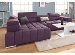 Ecksofa EXXPO - SOFA FASHION "Elias, aktuelle Kreuzsteppung im Sitz, bequem, Breite 307cm, L-Form", lila (hortensia), B:307cm H:94cm T:201cm, Struktur ( 100% Polyester), Sofas, Ecksofa, mit Kopf- bzw. Rückenverstellung, wahlweise mit Bettfunktion