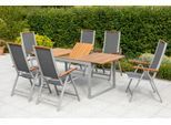 Garten-Essgruppe MERXX "Siena", braun (holzfarben, grau), Obermaterial: 100% Polyester, Sitzmöbel-Sets, Garten-Essgruppe
