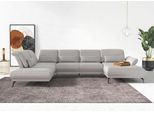 Wohnlandschaft SIT & MORE "Coco U-Form", silber, B:382cm H:88cm T:242cm, 95% Polyester, 5% Polyamid, Sofas, Wohnlandschaft, Sitztiefen-, Arm- und Kopfteilverstellung, Cord-Bezug, Fußhöhe 15 cm