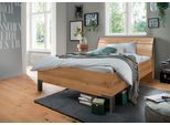 Futonbett WIEMANN "Monaco, 4-fache Liegehöhenverstellung", braun (bianco, eiche, nachbildung, leisten in schiefer), B:149cm L:218cm, Betten, Futonbett, mit stilvollem Holzkopfteil, Made in Germany