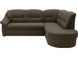 Ecksofa DOMO COLLECTION "Faenza für kleine Räume, Stellmaße 232x176cm, komfortabel, L-Form", grau (grau, braun), B:232cm H:88cm T:176cm, 100% Polyester, Sofas, Ecksofa, mit Ottomane, zeitlos, elegante Armlehnen, wahlweise mit Bettfunktion
