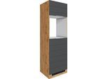 Backofen/Kühlumbauschrank KOCHSTATION "KS-Luhe", grau (grau matt, wotaneichefarben), B:60cm H:200cm T:60cm, MDF, Schränke, Backofen/Kühlumbauschrank, 60 cm breit, hochwertige MDF-Fronten mit waagerechter Lisene