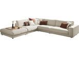 Ecksofa 3C CANDY "Enisa II, bequem und komfortabel, großes Familiensofa, L-Form", beige (nature), B:365cm H:86cm T:322cm, 85% Polyester, 15% Viskose, Sofas, Ecksofa, incl. 3 Flatterkissen, wahlweise mit Flecken-Schutz-Bezug Easy care