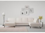 Wohnlandschaft SIT & MORE "Fashion U-Form", beige (creme), B:338cm H:84cm T:207cm, Sofas, Wohnlandschaft, wahlweise mit Kopfteilverstellung, Vorziehsitz, motorisch, Metallfüße