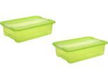 Organizer KEEEPER "cornelia", grün, B:39,5cm H:17cm T:59,5cm, Kunststoff, Aufbewahrungsboxen, Organizer, Aufbewahrungsbox, 28 L, mit Deckel, Schiebeverschluss