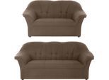 Polstergarnitur DOMO COLLECTION "Pegnitz", braun, Struktur fein, 100% Polyester, Sitzmöbel-Sets, Polstergarnitur, 3-Sitzer & 2-Sitzer-Set