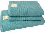 Handtuch Set DYCKHOFF "Nature", blau (ozean), 3 Stk., Frottier, Frottier, Obermaterial: 100% Baumwolle, Handtuch-Sets, Handtuch Set, 3er Set: 2x Handtücher, je 50 x 100 cm & 1x Badetuch 70 x 140 cm