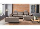 Ecksofa OTTO HOME "Costello L-Form, B: 301 cm mit Sitztiefen-, Armteilverstellung &", beige (sand), B:301cm H:89cm T:176cm, 100% Polyester;Samtoptik (100% Polyester), Sofas, Ecksofa, 3 Nierenkissen, optional Bettfunktion & Bettkasten