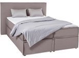 Boxspringbett "Yuma", grau (hellgrau), B:193cm L:213cm, 100% Polyester, LEGER HOME BY LENA GERCKE, Komplettbetten, Boxspringbett, incl. Topper, in 4 Breiten, 3 Matratzenarten und je 2 Härtegraden