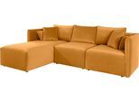 Ecksofa OTTO HOME "Nöre L-Form", gold (goldfarben), B:262cm H:74cm T:172cm, Samtoptik (100% Polyester);Struktur (100% Polypropylene);Webstoff (100% Polyester);Struktur fein (100% Polyester);Luxus-Microfaser Lederoptik (100% Polyester);Baumwoll-/Leinenmix (60% Baumwolle/40% Leinen), Sofas, Ecksofa, 3 Teile, in vielen Bezugsqualitäten und Farben. Modulteile s. "Nöre"