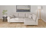 Ecksofa HOME AFFAIRE "CHARRE L-Form mit Ottomane, Maße B/T/H: 231/161/81 cm", beige (creme), B:231cm H:81cm T:161cm, 92% Polyester, 8% Nylon, Sofas, Ecksofa, feine Steppung, lose Rücken- und Zierkissen, auch in Cord und Bouclé