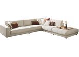 Ecksofa 3C CANDY "Enisa II, bequem und komfortabel, großes Familiensofa, L-Form", beige (nature), B:365cm H:86cm T:322cm, 100% Polyester, Sofas, Ecksofa, incl. 3 Flatterkissen, wahlweise mit Flecken-Schutz-Bezug Easy care