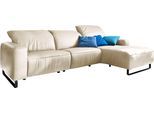 Ecksofa HOME AFFAIRE "Juist L-Form", beige, B:290cm H:85cm T:180cm, NaturLEDER (echtes Rindsleder);Luxus-Microfaser Lederoptik 100% Polyester, Sofas, Ecksofa, mit Kopfteilverstellung und schwarzen Metallkufen