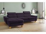 Ecksofa EXXPO - SOFA FASHION "Enya, aufwendige Detailverarbeitung, hoher Sitzkomfort, bequem, L-Form", lila, B:280cm H:79cm T:167cm, Luxus-Microfaser Vintageoptik (100% Polyester);Webvelours (92% Polyester, 8% Nylon), Sofas, Ecksofa, inkl. Kopfteilverstellung, wahlweise mit Bettfunktion und Bettkasten