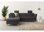 Ecksofa HOME AFFAIRE "Trelleborg L-Form", grau (fango), B:252cm H:86cm T:213cm, 100% Polyester, Sofas, Ecksofa, Federkern-Polsterung, wahlweise mit Bettfunktion und Stauraum