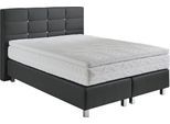 Boxspringbett, grau (anthrazit), B:155cm L:210cm, Bezug: Kunstleder, Polyurethan;Polsterung: 100% Polyester, WESTFALIA SCHLAFKOMFORT, Komplettbetten, Boxspringbett, mit Knöpfen in Kristalloptik, wahlweise mit Topper