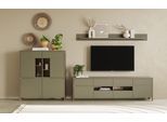 Wohnwand HOME AFFAIRE "Stranda, moderne Anbauwand, Komplettset im Scandi-Style", grün (eukalyptus skandi eiche), B:319cm, Holzwerkstoff, Kastenmöbel-Sets, Wohnwand, enthält Lowboard, Highboard und Wandboard, 324 cm breit