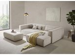 Ecksofa "PIARA XXL, L-Form, Schlaffunktion, Cord, Leinenoptik o. Strukturstoff", beige (hellbeige), B:288cm H:66cm T:198cm, 100% Polyester, LEGER HOME BY LENA GERCKE, Sofas, Ecksofa, Hocker stellbar zum Schlafsofa (Krokodilverbinder), tiefe Sitzfläche