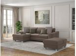 Ecksofa SIT & MORE "Dundee L-Form", grau (taupe), B:264cm H:86cm T:175cm, Sofas, Ecksofa, mit Federkern und Edelstahlfüßen, wahlweise mit Kopfteilverstellung