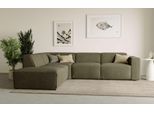 Ecksofa HOME AFFAIRE "Noord mit Kedernaht, Breite 282 cm, L-Form", grün (khaki), B:282cm H:71cm T:222cm, 100% Polyester, Sofas, Ecksofa, Webstoff, mit Wellenunterfederung, Massivholzrahmen