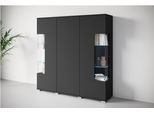 Highboard OTTO HOME "Kenia", schwarz (graphite schwarz matt), B:135cm H:134cm T:39,5cm, Sideboards, Highboard, Modernes Highboard, mit Glastüren, Breite 135 cm