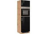 Backofen/Kühlumbauschrank KOCHSTATION "KS-Tinnum", schwarz, B:60cm H:200cm T:60cm, Holzwerkstoff, Schränke, Backofen/Kühlumbauschrank, 60 cm breit, 200 cm hoch, Metallgriffe, MDF Fronten, Nischenmaß 88 cm