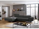 Ecksofa W.SCHILLIG "piedroo, Designsofa mit tollem Sitzkomfort, elegant und bequem, L-Form", grau (anthrazit r66), B:343cm H:70cm T:193cm, Chenille-Flachgewebe R66 (85% Polyester, 15% Nylon), Sofas, Ecksofa, Kopfteilverstellung, wahlweise mit Sitztiefenverstellung, Breite 343cm