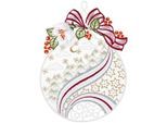Fensterbild "Weihnachtskugel" Gr. 1, rot (ecru, goldfarben, rot), B:18cm H:25cm, Polyester, W. REUTER & SOHN - PLAUENER SPITZE, Fensterbilder, Fensterbild, Made in Germany