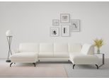Wohnlandschaft SIT & MORE "Fashion U-Form", beige (creme), B:338cm H:84cm T:207cm, Sofas, Wohnlandschaft, wahlweise mit Kopfteilverstellung, Vorziehsitz, motorisch, Metallfüße