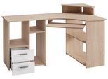 Schreibtisch VOGL MÖBELFABRIK "Sam", braun (eichefarben), B:137cm H:87cm T:73cm, Tische, Schreibtisch, Eckschreibtisch, Tastaturauszug, Monitoraufsatz & opt. Towerfach