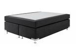 Boxspringbett "Holland", schwarz, B:142cm L:201cm, Microvelours (100% Polyester), WESTFALIA SCHLAFKOMFORT, Komplettbetten, Boxspringbett, ohne Kopfteil, frei im Raum stellbar