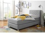 Boxspringbett HOME AFFAIRE "Parla", grau, L:218cm, 100% Polyester, Komplettbetten, Boxspringbett, incl. Topper, 4 Farben in 4 Breiten, 2 Härtegraden, 3 Matratzenarten