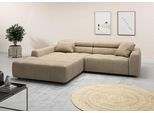Ecksofa 3C CANDY "Denver auch mit Cord- und Easy care-Bezug, Kopfteilverstellung L-Form", beige (sand), B:258cm H:68cm T:217cm, 95% Polyester, 5% Nylon, Sofas, Ecksofa, wahlweise. mit motorischer Sitztiefenverstellung
