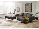 Ecksofa W.SCHILLIG "run, Designsofa mit tollem Sitzkomfort, L-Form", grau (graphit z73), B:299cm H:88cm T:178cm, Longlife Xtra-Leder Z73: Naturwalkleder der Luxusklasse aus den erlesensten Rohhäuten. Hautstärke 1, 1 – 1, 3 mm;ROHLEDER Jacquard-Flachgewebe Q2 W60 (63% Polyester, 37% Polyacryl);ROHLEDER Chenille-Flachgewebe Q2 W77 (68% Polyacryl, 32% Polyester);Stoff S37 (100% Polyester), Sofas, Eck