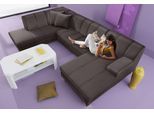 Wohnlandschaft HOME AFFAIRE "Anzio, modern und gemütlich, niedrige Armlehne, U-Form", braun (dunkelbraun), B:297cm H:75cm T:82cm, Primabelle-Microfaser aus 100% Polyester;SOFTLUX-Kunstleder;Struktur-Bezug aus 90% Polyester und 10% Polyacryl;NaturLEDER, Rindsleder, Sofas, Wohnlandschaft, wahlweise mit Bettfunktion