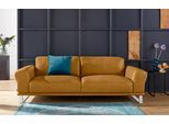 2,5-Sitzer W.SCHILLIG "montanaa", gelb (kurkuma z69), B:232cm H:78cm T:94cm, Sofas, 2 5-Sitzer, mit Metallkufen in Chrom glänzend, Breite 232 cm