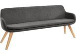 Essbank MUSTERRING "Tavia", grau (anthrazit, eiche bianco), B:180cm H:87cm T:66cm, 100% PES, Sitzbänke, Essbank, Stativgestell aus Eiche bianco massiv, Breite 180, 200 oder 220 cm