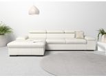 Ecksofa HOME AFFAIRE "Alberto L-Form", weiß (altweiß), B:286cm H:73cm T:174cm, Luxus-Microfaser Lederoptik (100% Polyester);Luxus-Microfaser ALTARA NUBUCK (100% Polyester);Luxus-Microfaser weich (90% Polyester, 10% Polyamid);Microfaser Antiklederoptik, Sofas, Ecksofa, mit Kopfteilverstellung, wahlweise mit Bettfunktion