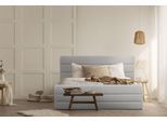 Polsterbett HOME AFFAIRE "Merrit", beige, B:193cm H:124cm L:234cm, Struktur (70% recyceltes Polyester, 30% Polyester), Betten, Polsterbett, Quernaht im Kopf- und Fußteil, in 5 Breiten, auch in 220 cm Länge